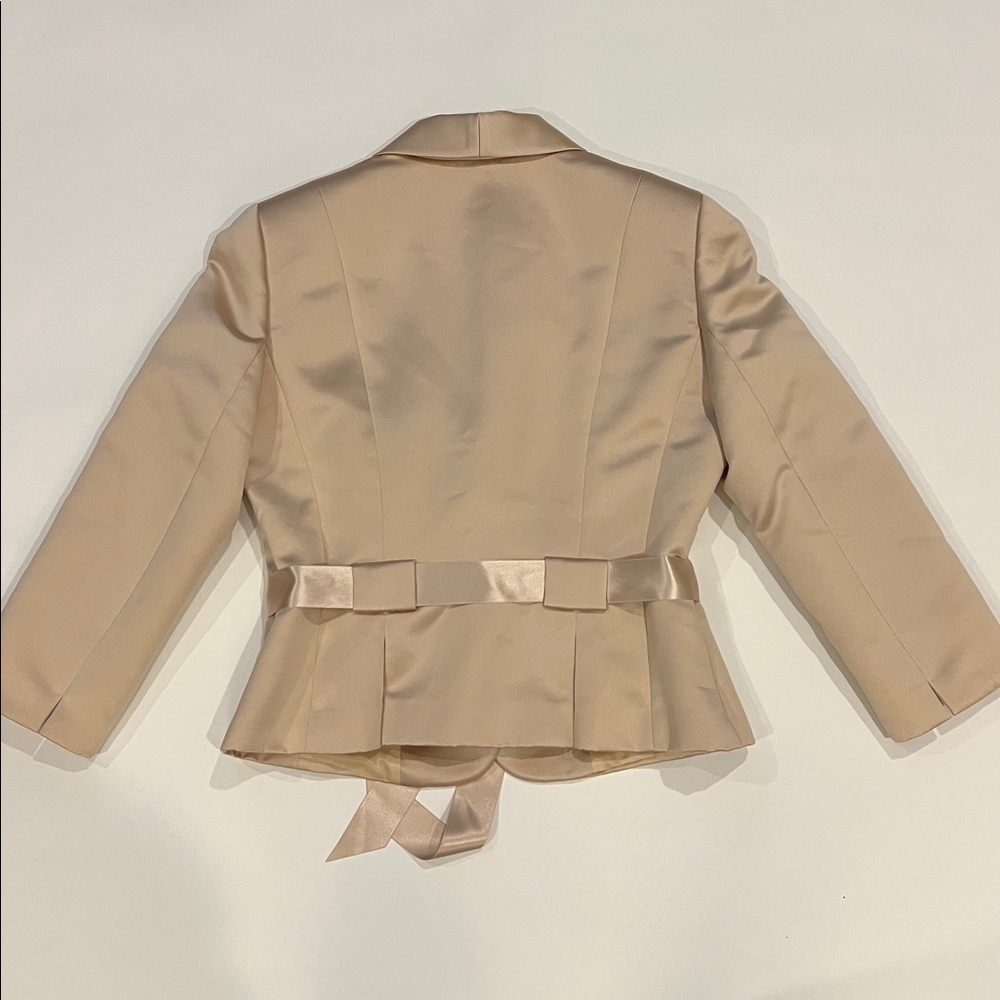 Tahari ASL Champagne Satin Waist Tie with Lace Straight Skirt Suit size small - Picture 4 of 7